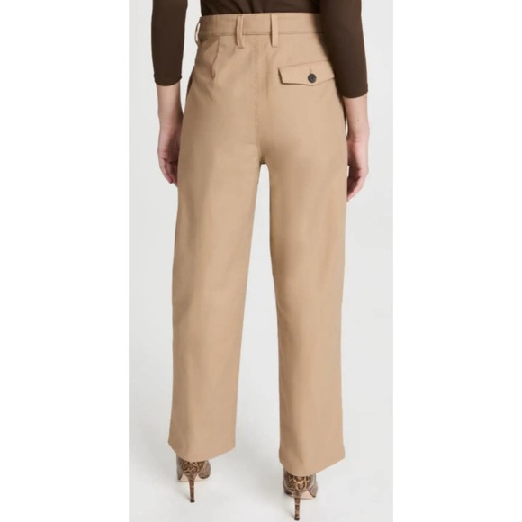 MARA HOFFMAN Monte Plated Front Pants Khaki High Rise - Picture 4 of 9